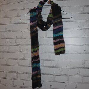 🌈 Multicolor Knitted Stripe Scarf · 7" × 79" Cozy & colorful